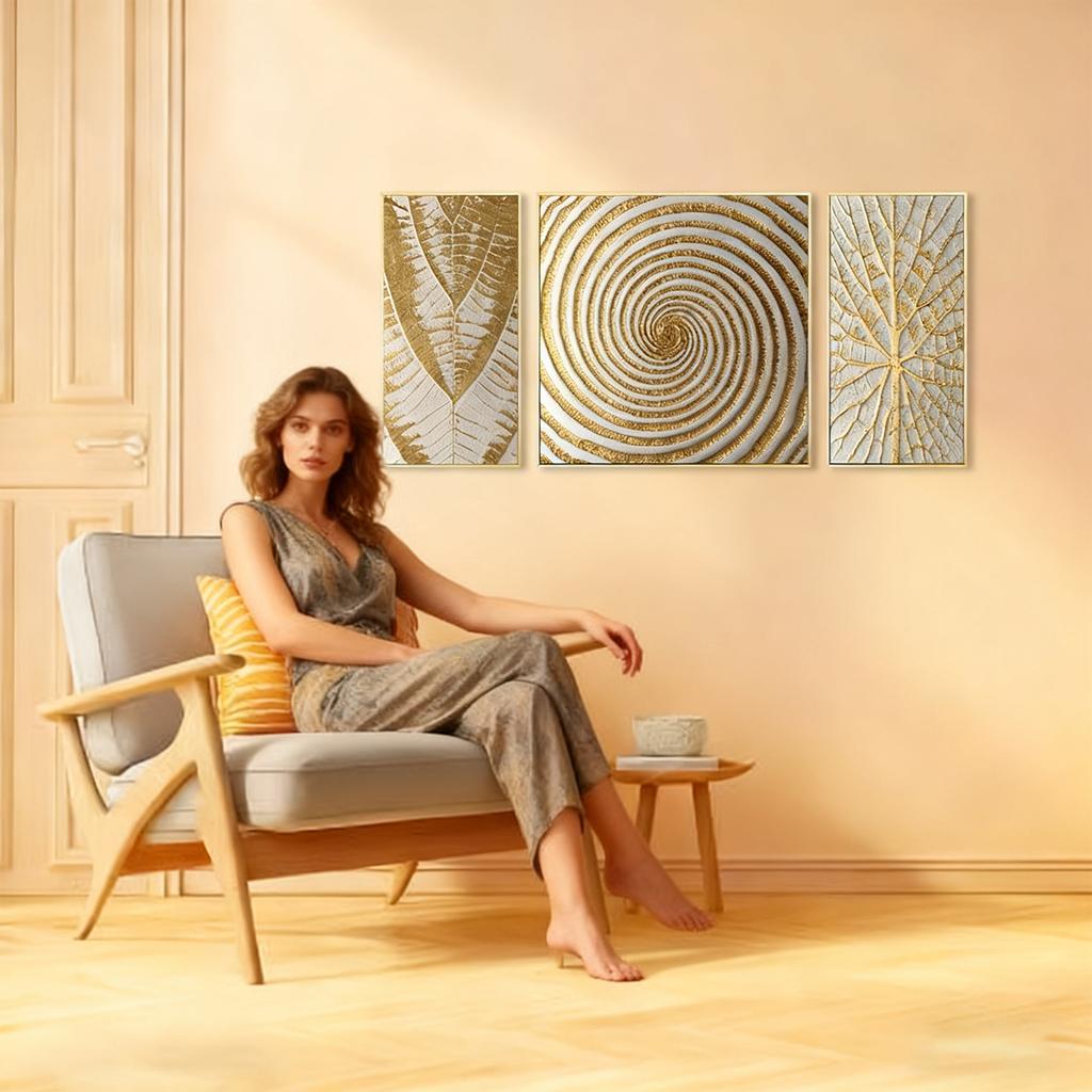 Набор из 3-х абстрактных геометрических картин на холсте, современное украшение для стен гостиной.