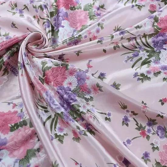200*150cm Printed Simulated Silk Satin Fabric Kimono DIY Sewing Floral Fabric Home Furniture Decoration Material Cloth