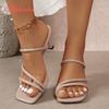 Fashion Aphixta 7CM High Heeled Women White Khaki Thin Heel Narrow Band Concise Square Toe Prom Slipper Slingback Shoes for Women Size43