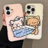 Гелевый чехол-держатель 2-в-1 для пары на телефон Apple 11 Новый Женский Мультяшный Тренд Милый