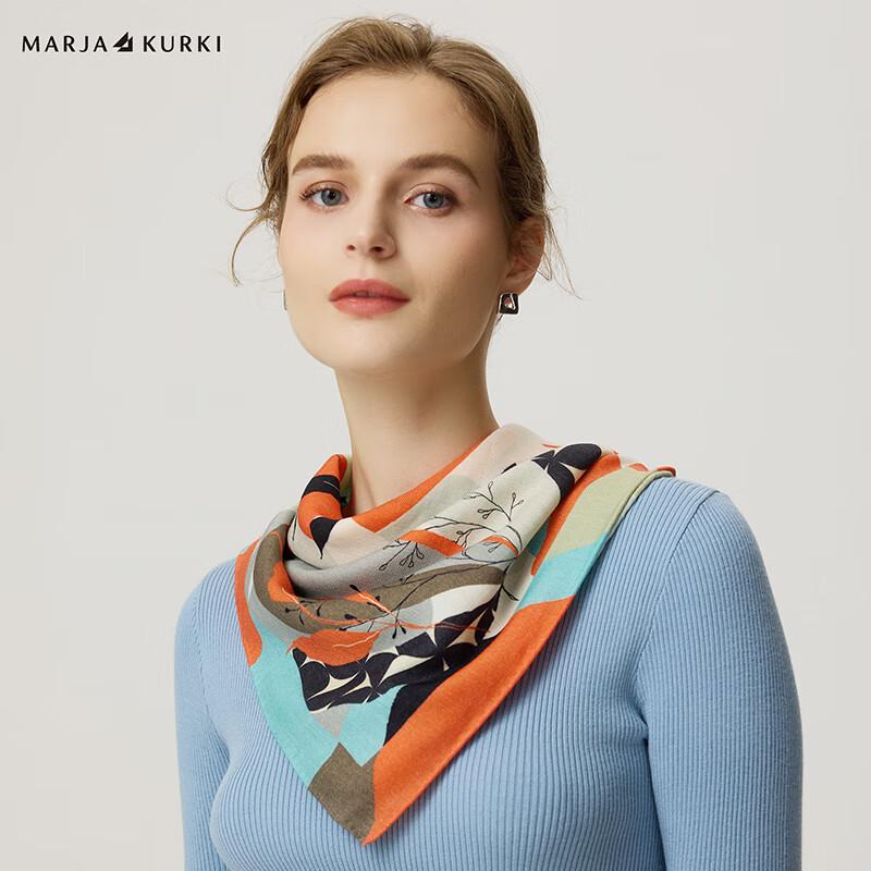 MARJA KURKI Double-Sided Botanical Print Square Scarf