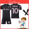 Майка футбольная Майами Месси 10 МЛС Домашняя Гостевая Черная Розовая Полиэстер Включает Футболку Шорты Носки
