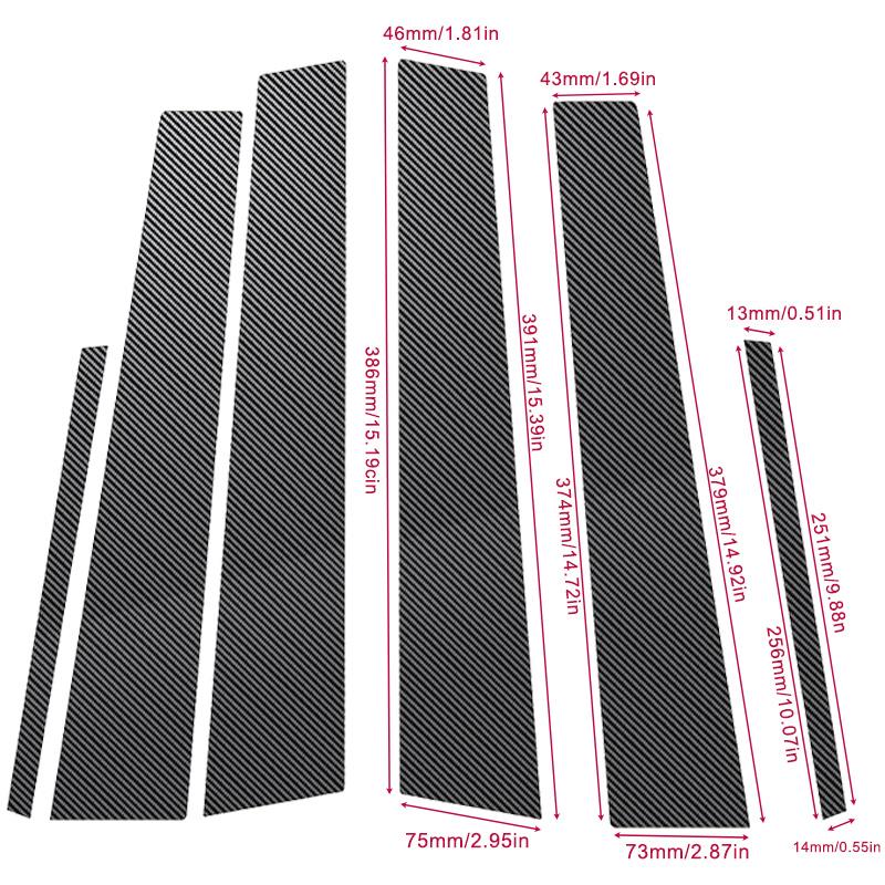 6Pcs Carbon Fiber Look Pillar Posts For Mercedes-Benz C-Class W203 2001-2007 Door Window Trim Cover Stickers