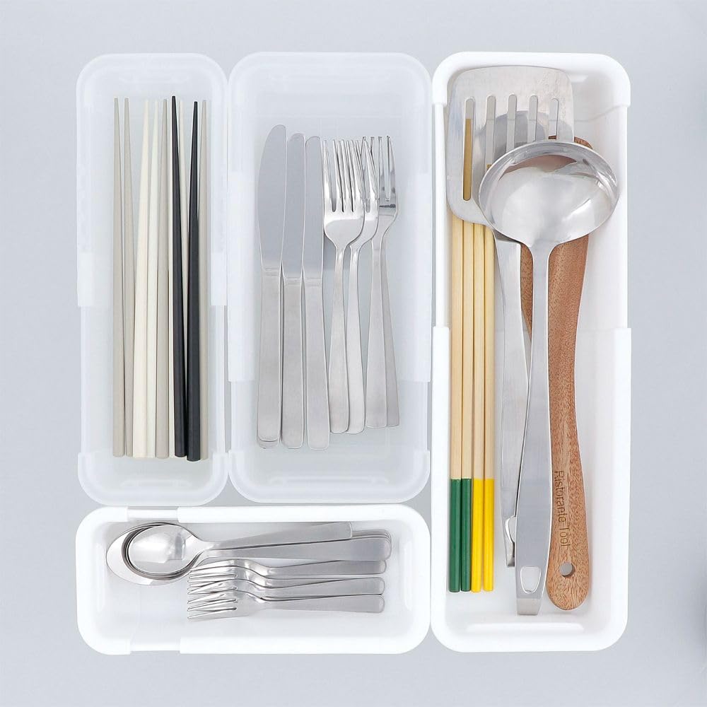 Liberty Corporation Cutlery Made In Organizing Tray Case, Expandable, Slim, Large, White, Japan, LD-496 Anywhere!
