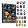 Astronomy Gift for Kids Space Advent Calendar, 24Pcs 2D Flat Acrylic Ornament Set with Planet Star Themed Hanging Decorations Designs, Christmas Tree