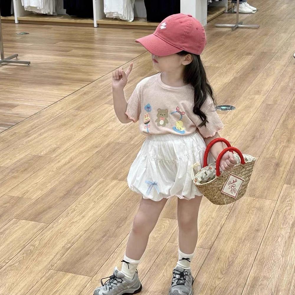 Elastic Waist Girls Shorts Bow Decorative Toddler Shorts Casual Summer Shorts  3-7 Years