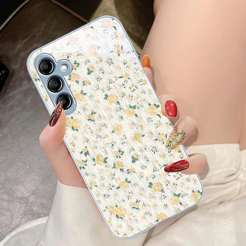 Розовые цветы для Samsung Galaxy A14 4G 20 30 52 20S 21S 22 A32 33 34 42 50 51 53 54 70 71 72 73 5G Стеклянный чехол для телефона