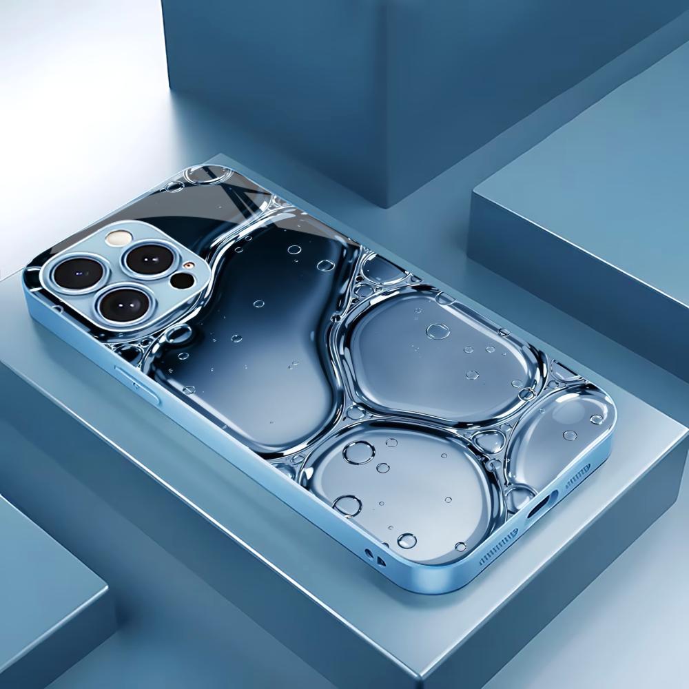 Синяя жидкая капля воды для чехла iphone 17 для coque iphone Модный чехол fundas Стекло для iPhone 17 16 15 14 13 12 11pm Pro Plus