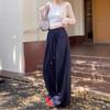Женские брюки с широкими штанинами, высокой талией и драпировкой - Весна/Осень 2025, Свободные, стройнящие, длиной до пола, повседневные брюки.