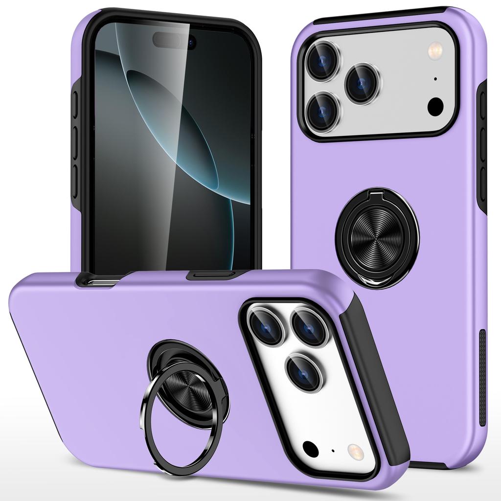 For iPhone 17 Pro Case PC + TPU Phone Cover with Rotatable Ring Holder