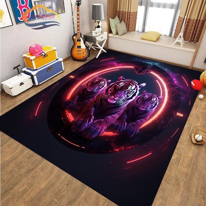 Коврик для пола с изображением животных, крутой тигр, модный ковер с рисунком для украшения дома, подарки, нескользящий коврик для гостиной и детской кровати