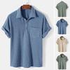 Yozgi Moda Polo Yoqali Bir Rangli Qisqa Yengli Futbolka Homme Kundalik Moda Korduroy Pulover Top Erkaklar