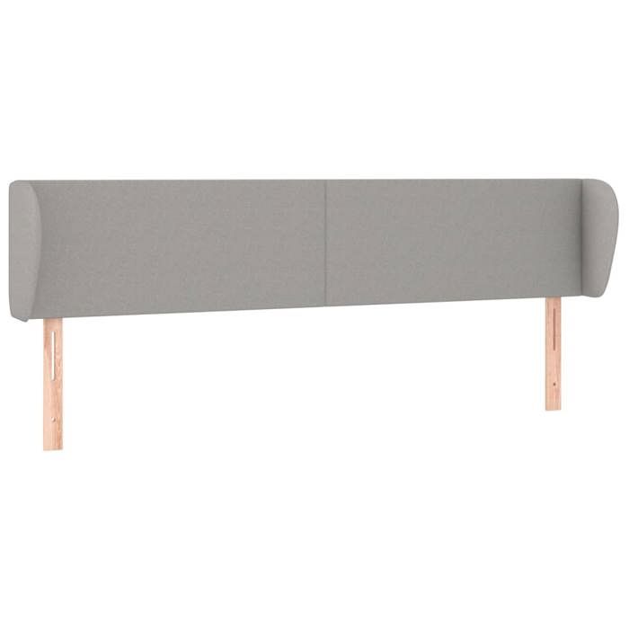 Tête de lit - Avec oreilles - Gris clair - Tissu polyester respirant - Hauteur réglable