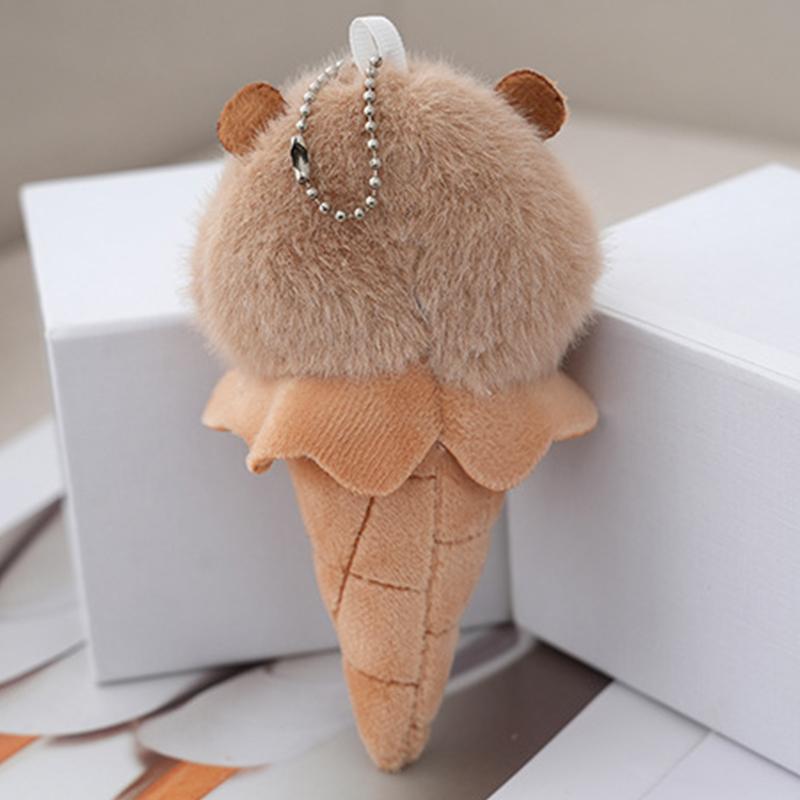 Funny Ice Cream Shape Capybara Plush Toys Keychain Cute Plush Doll Pendant Backpack Decoration Accessories Car Keyring Kids Gift