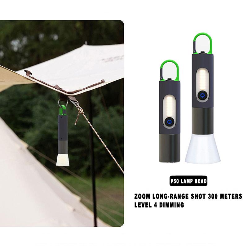 New Strong Light Flashlight Outdoor Multifunctional Camping Light With Hook Work Light White Laser