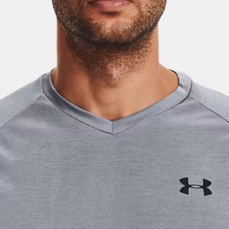 Under Armour Solid Color Brand Logo Crew Neck Short Sleeve T-Shirt Men Tops Gray 1328190-035