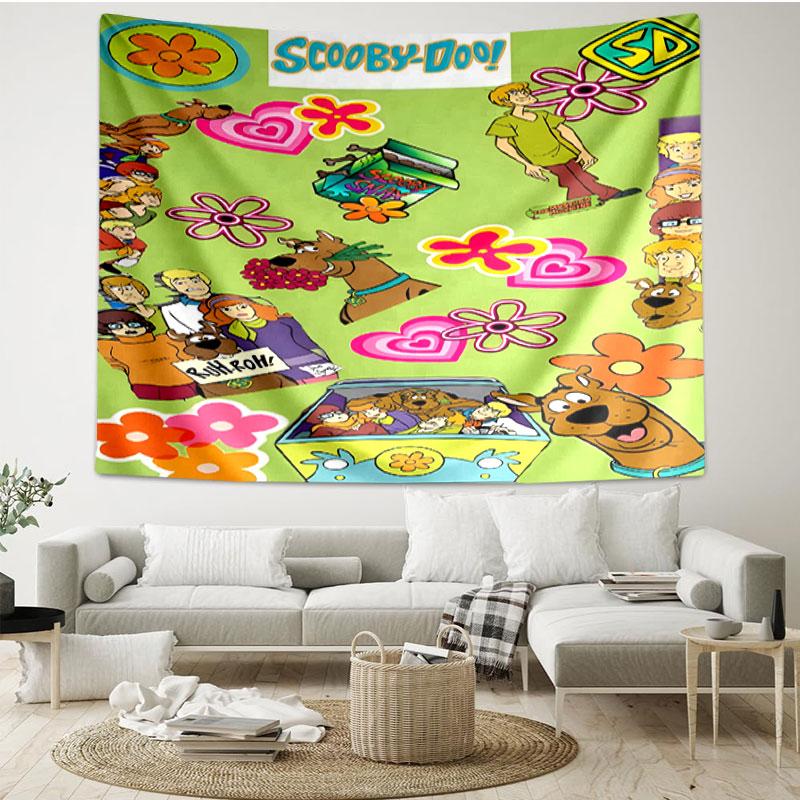 Scooby Print Tapestry - Portable Wall Decor Cloth, for Home, Dorm, Travel, Bedroom, Living Room - Ideal Birthday Housewarming Gift