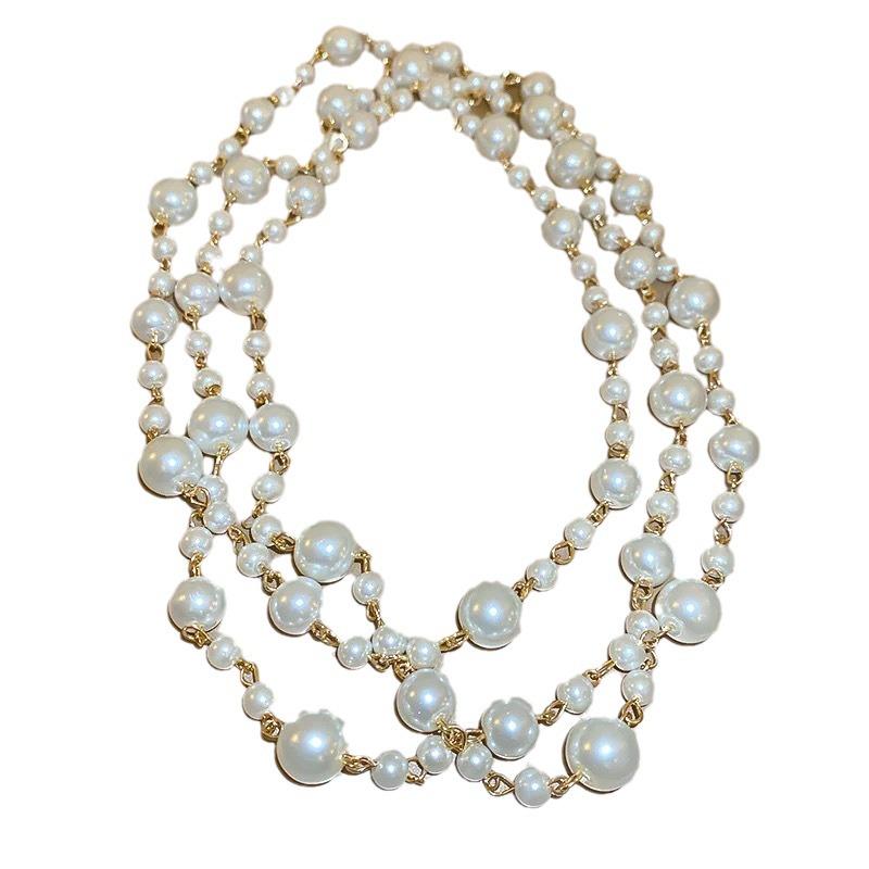 NK-263 Multi-layer Handmade Glass Pearl Necklace - Women's Autumn & Winter Accessory