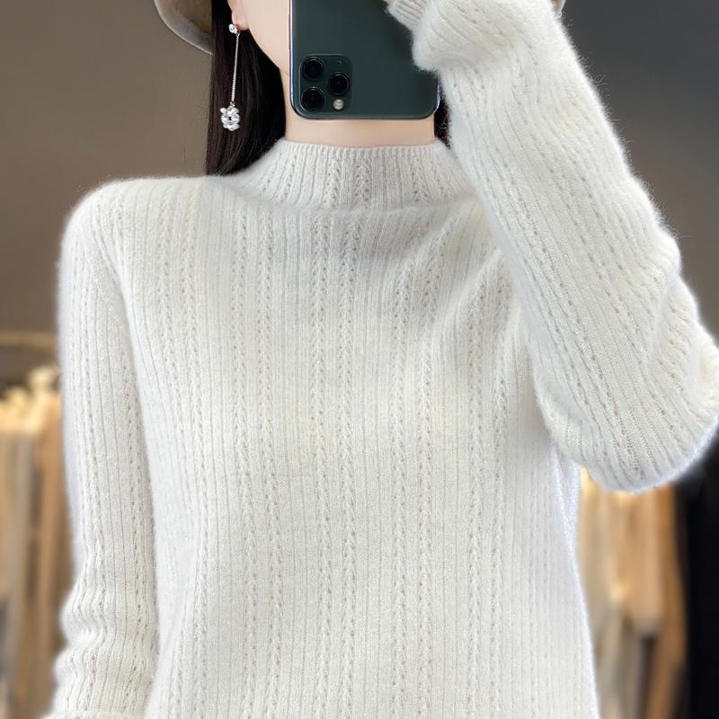 Женский свитер с полуводолазкой, кашемир Цинхэ, 30% кашемир, 70% шерсть, зимний вязаный пуловер, осенний свитер, кашемировый свитер