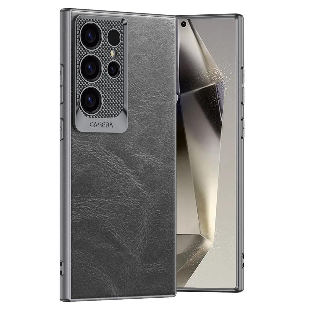 For Samsung Galaxy S24 Ultra Case Waxy PU+TPU+PC Phone Back Cover Dragon Scale Design