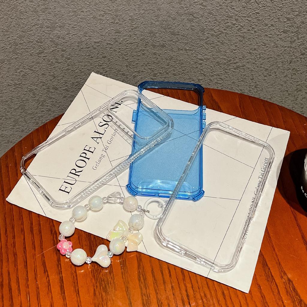 For iPhone 17 Pro Max Case Anti-Drop Glitter Design PC + TPU Phone Cover with Strap