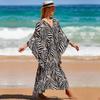 EDOLYNSA  Sexy  Striped Bikini Cover-ups Casual V-neck Side Split Summer Beach Dress Women Beach Wear Swim Suit Cover Up Q1297