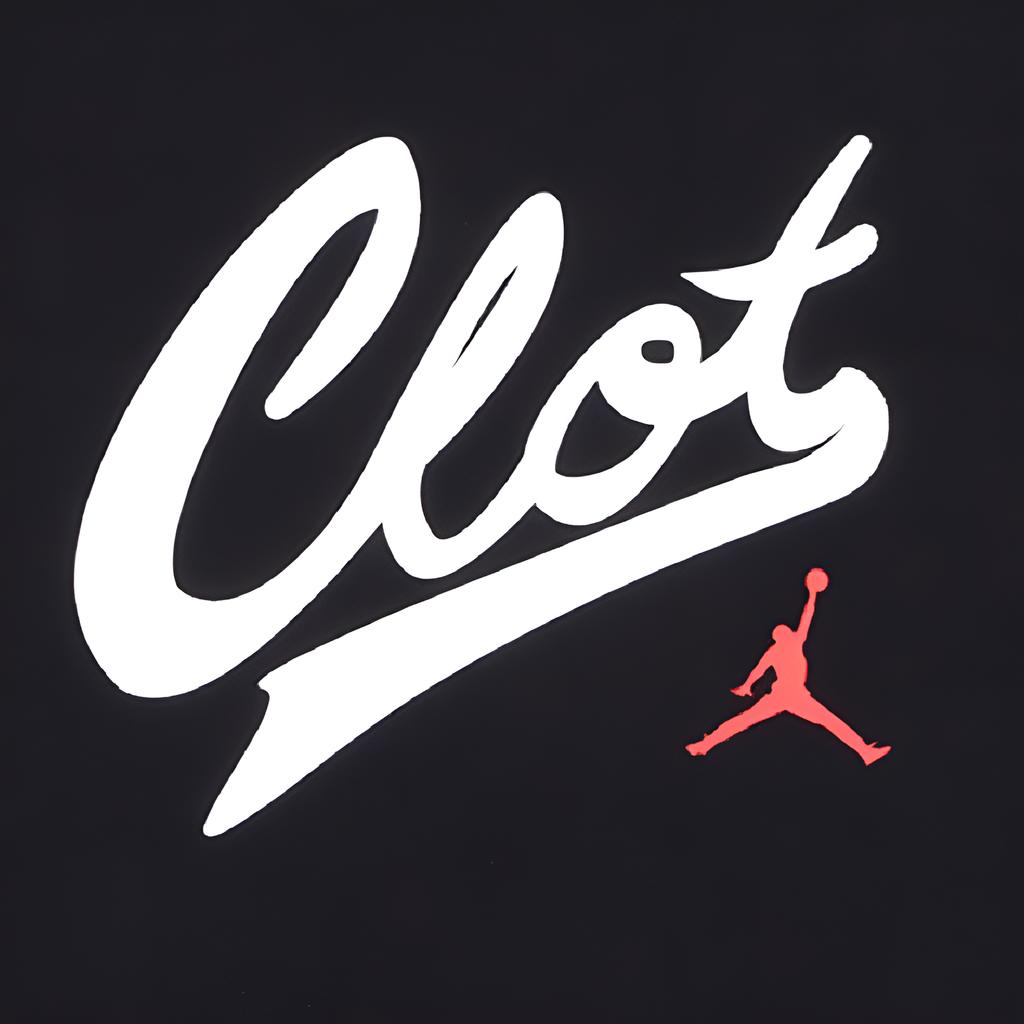Air Jordan X Clot Collab Printed Round Neck Short Sleeve T-Shirt Men Tops Black AV6260-010