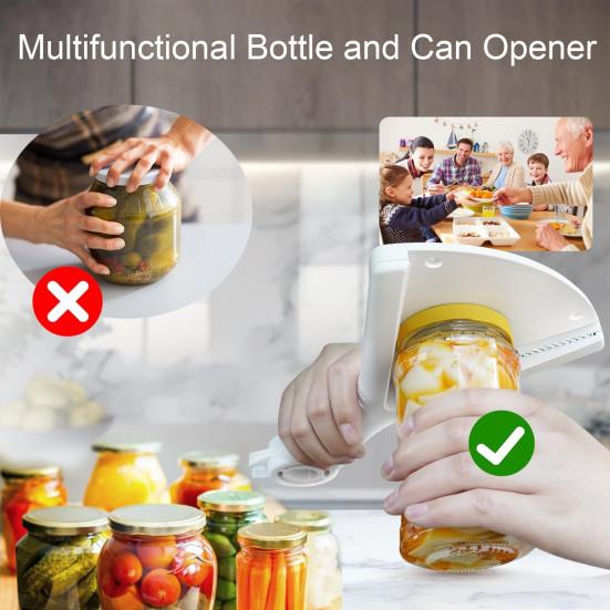 Открывалка для бутылок Удлиненная Эргономичная ручка Текстурированная рукоятка Регулируемая V-образная открывалка для банок Сила поворота Сниматель крышек с банок Кухонный аксессуар