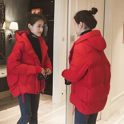 Свободное пальто с капюшоном для женщин, зимняя короткая утолщенная хлопковая куртка, свободная одежда