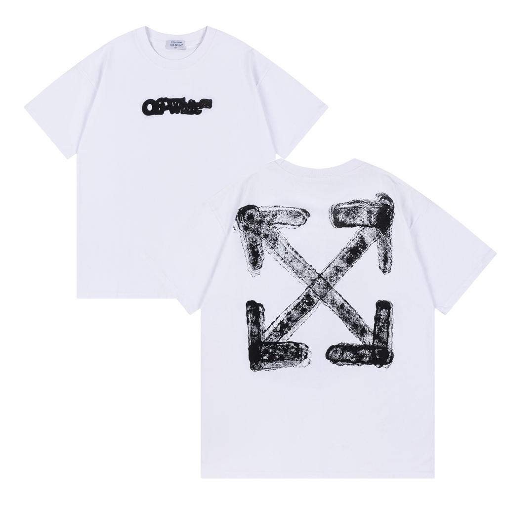 Off-White 2025 Spring/Summer New Blur LOGO Arrow Round Collar Short Sleeved Men's and Women's T-shirts