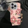 Роскошный чехол IMD с электросеребрением и рисунком 'Цветы маслом' для iPhone14 15 11 12 13 Pro Max 7 8 Plus X XR, противоударная жесткая крышка