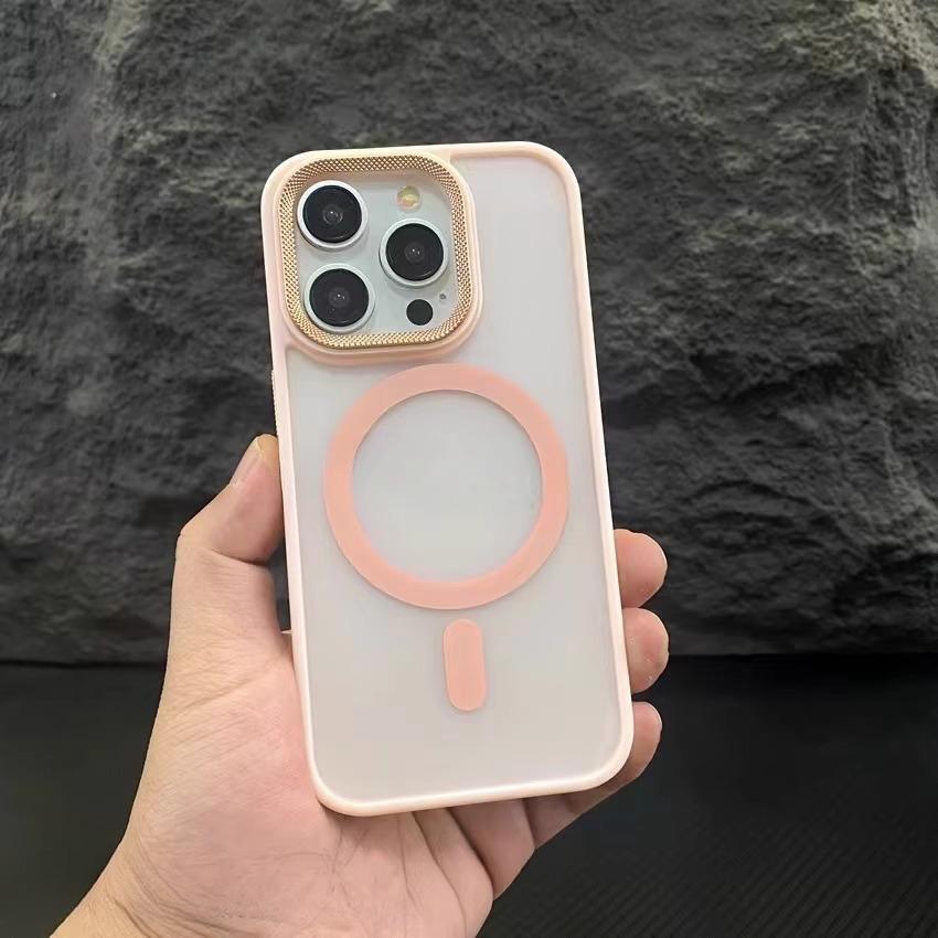 Подходит для Apple 16proMax Магнитный чехол для телефона Матовое ощущение кожи iPhone 15 Противоударный Кольцо для защиты линз 14 Чехол для защиты