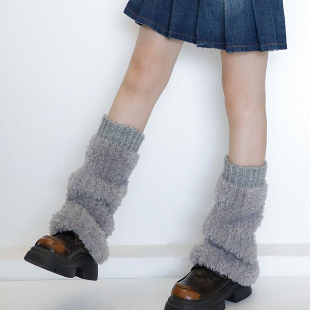 Плюшевые Пушистые Гетры Пушистые Зимние Топперы для Сапог Y2K Носки без Стопы Женские