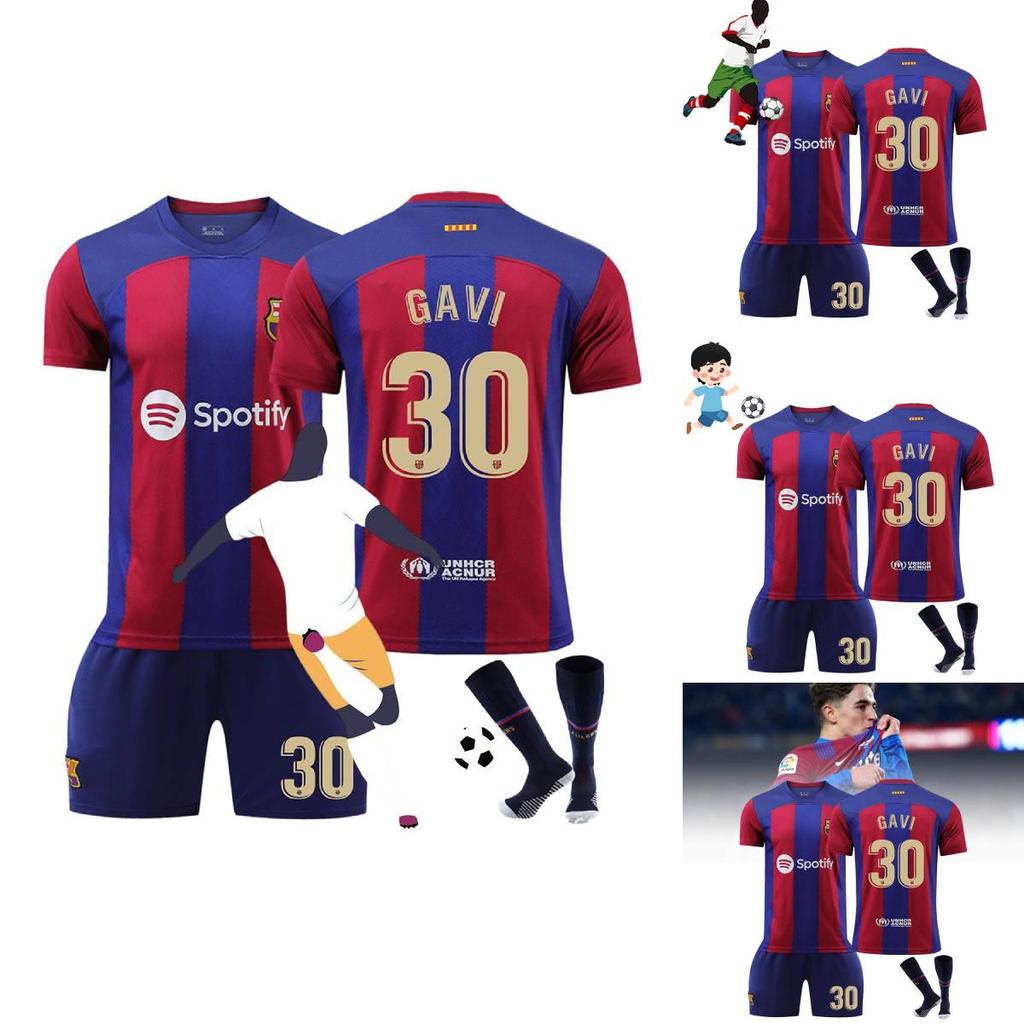 Премиальный домашний футбольный комплект «Барселоны» 2324 9 Левандовски 7 Де Йонг 8 Педри 30 Гави Джерси