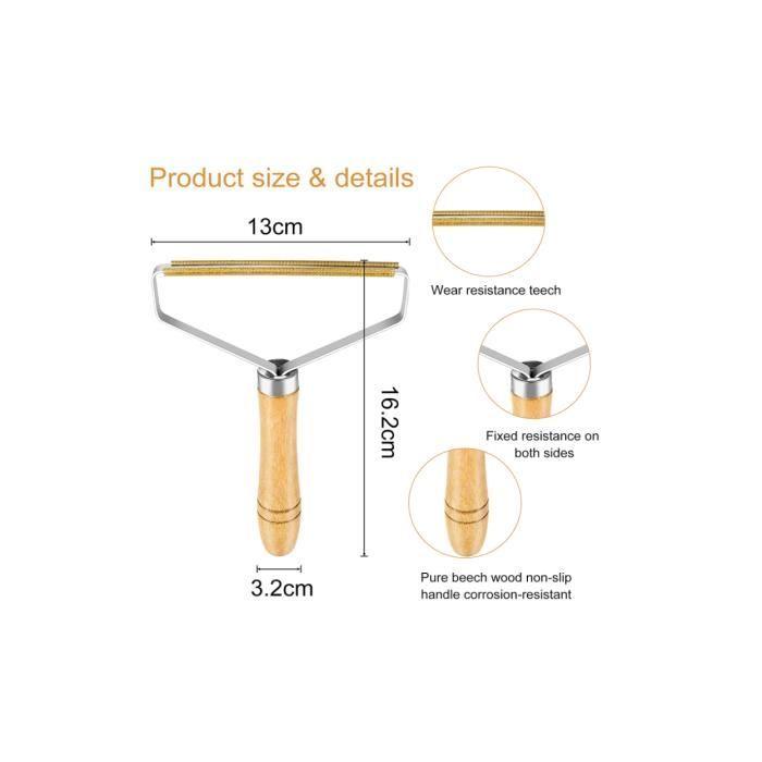 Lint Remover avec Manche en Bois Brosse Manuel Anti Poil Brosse Anti Peluche Portable, pour Vêtement Couverture Rideaux Canapé (1)