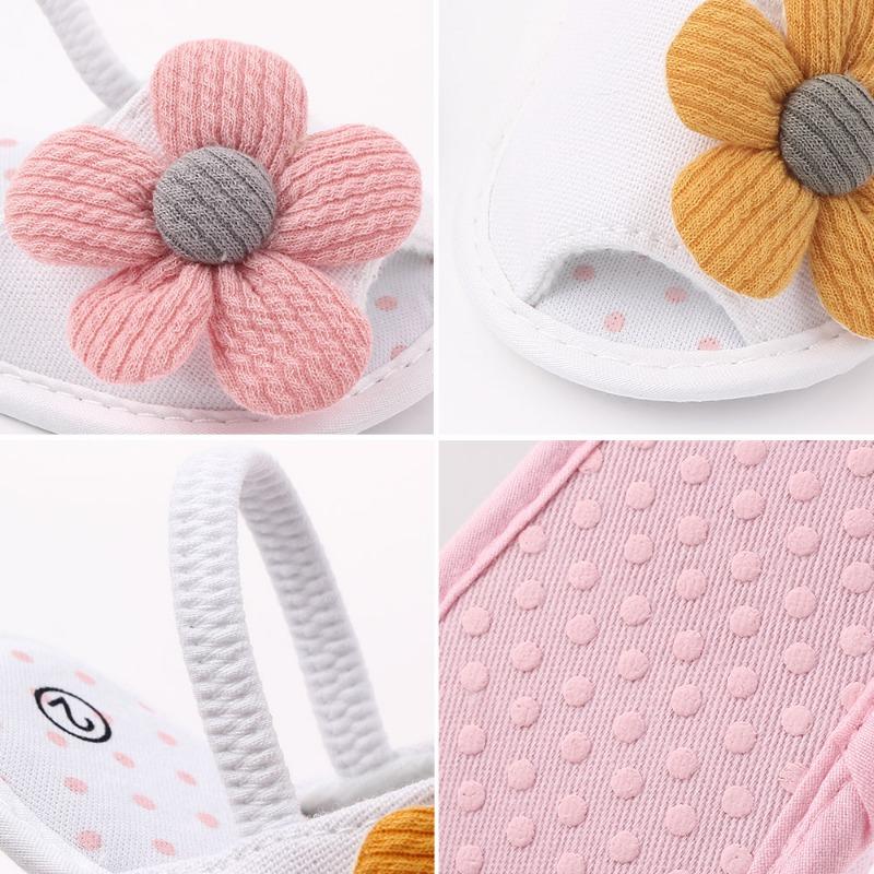 Детские сандалии Милый цветочный дизайн Мягкие хлопковые сандалии Весна/Лето для девочек 0-18 месяцев