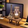 1 Piece Creative Retro Iron Tower Decoration, Minimalist Home Decor For Living Room, Study, Office Desk, Wooden Sand Timer Clock