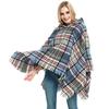 Spring and Autumn New Barbed Pullover with Checkered Hat Cape and Shawl