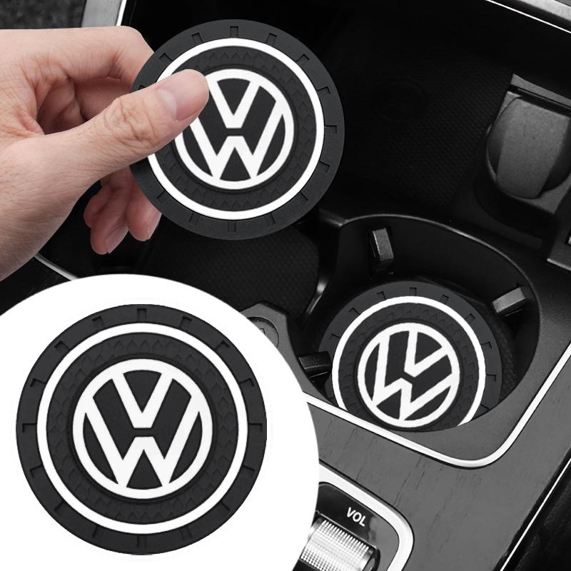 For Volkswagen 1/2pcs Car Water Cup For Volkswagen Polo VW Golf Caddy Scirocco Rline GTD R Beetle Touran Waterproof Non-slip Silicone Coasters