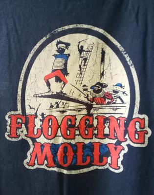 Винтажная футболка Flogging Molly 00-х годов Мода группы Унисекс Черная рубашка S-234XL AE419 Унисекс Футболка