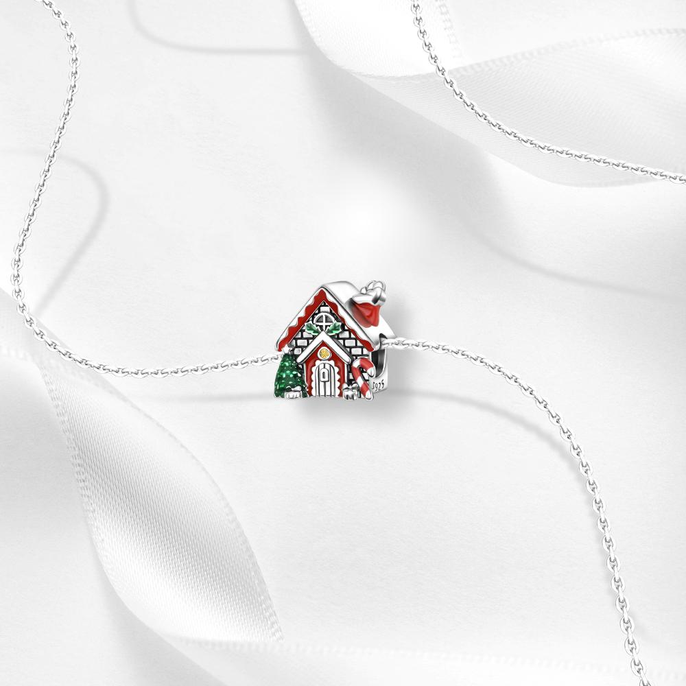 Медные шармы Санта-Клауса, бусина, рождественский домик, подвеска-шарм, подходит для браслета-бенгла, ожерелья, украшений своими руками