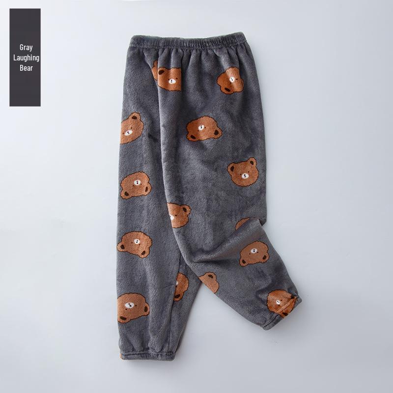 Children's Thickened Flannel Sleep & Lounge Pants - Double-Sided Fleece, Cuffed, Warm Winter Wear