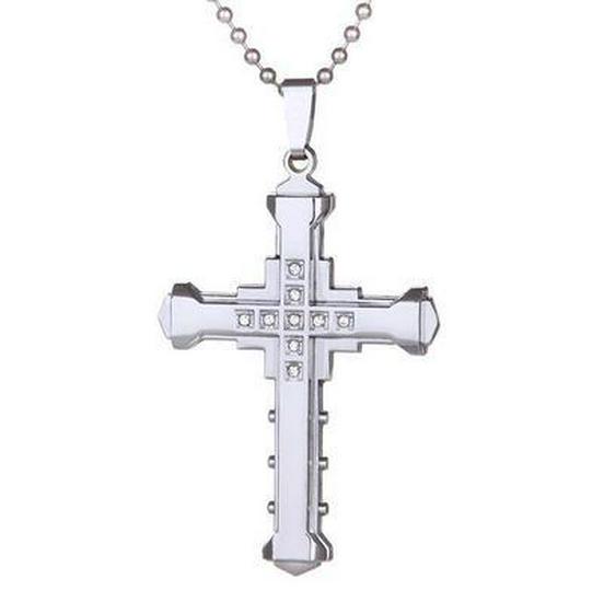 2024 Dark Knight Men's Diamond Cross Necklace