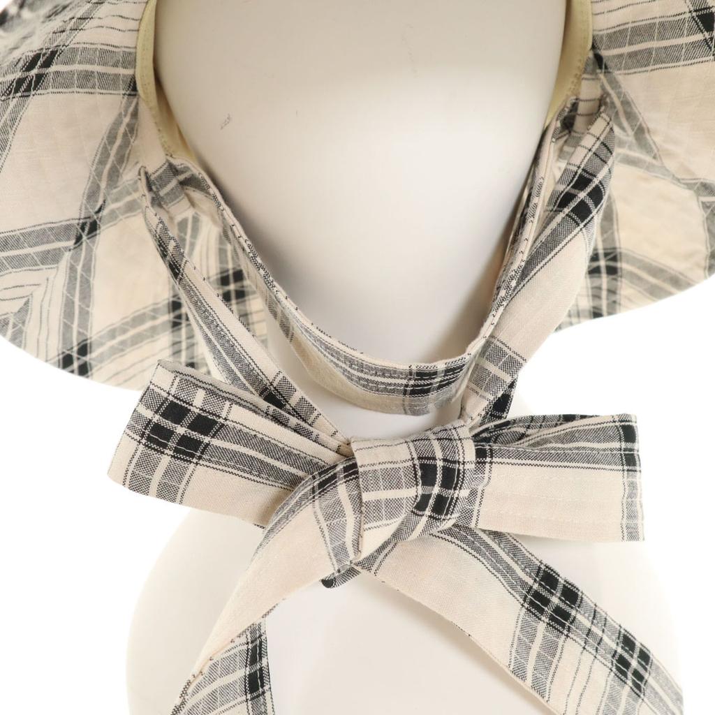 VIS Wide Brim with Ribbon Check Pattern Bucket Hat 57.5 White System Women Used