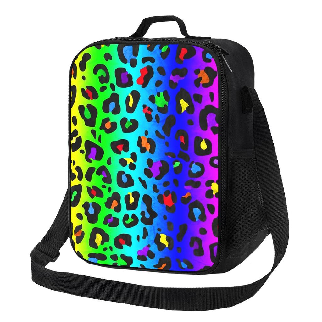 Double Rainbow Leopard Print All Over Animal Pattern Insulated Lunch Bag Food Boxes Leakproof Container Thermal Lunch Box Tote