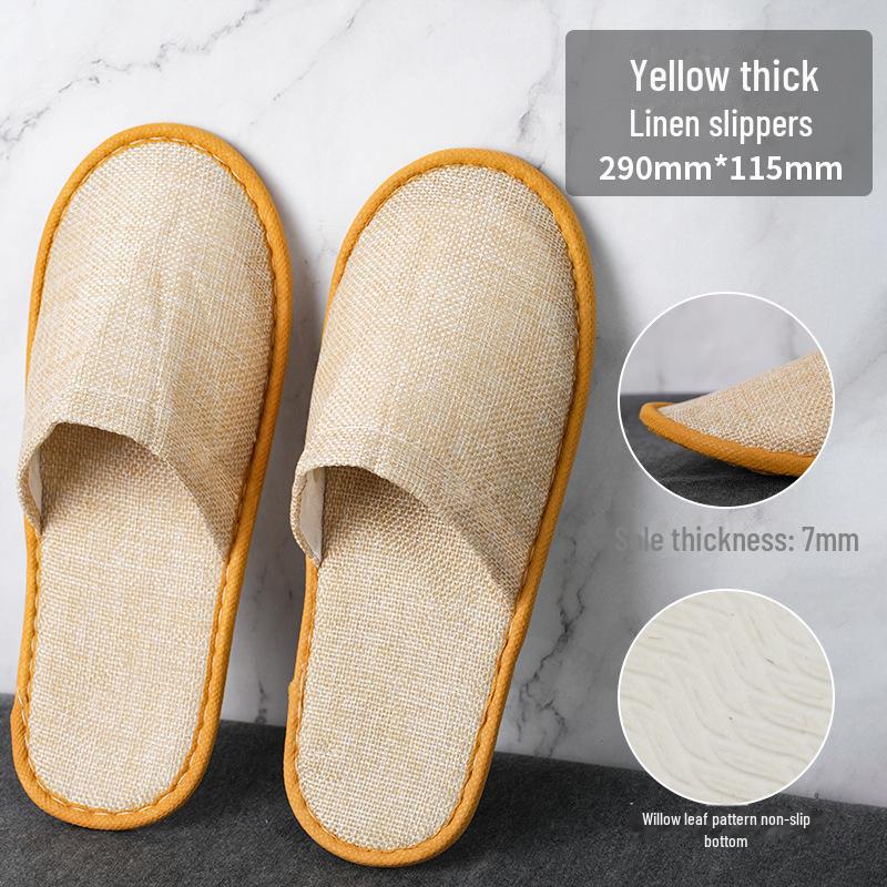 Thickened Non-Slip Disposable Slippers for Hotels, B&Bs, Beauty Salons, Home Hospitality - Cotton & Linen, Breathable