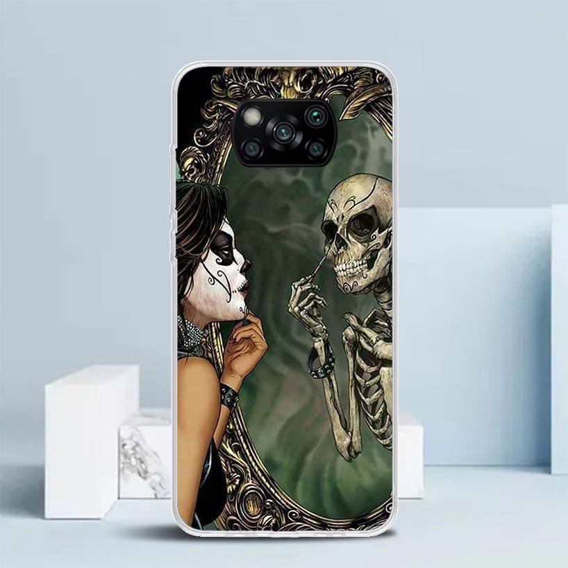 Чехол для телефона Catrina Beautiful Rose Girl Skull для Xiaomi Poco F7 Ultra X5 X6 X7 Pro M7 Redmi 15C 15 13C 13 12C 12 10C 10 10A 9 9C