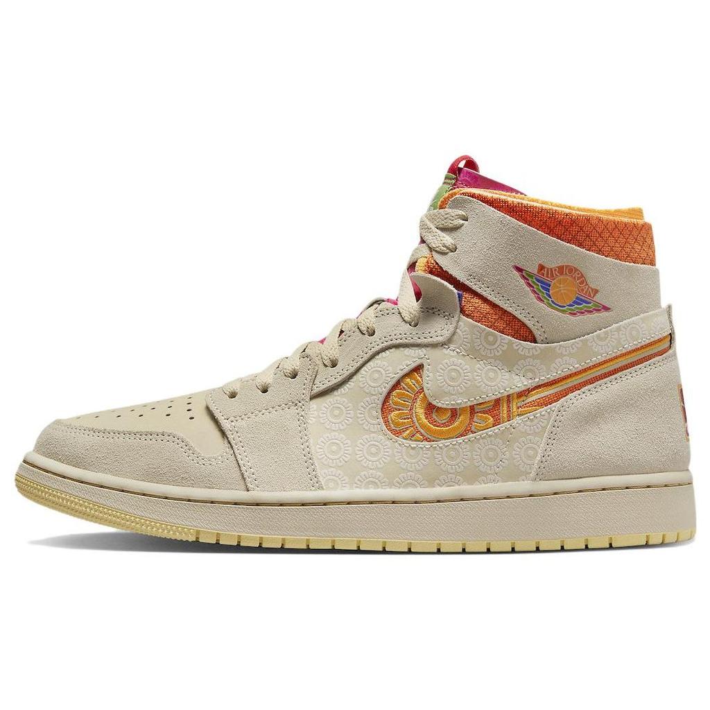 Air Jordan 1 High Zoom Comfort Somos Familia Unisex Sneakers Tan Rattan Kumquat FB2931-288