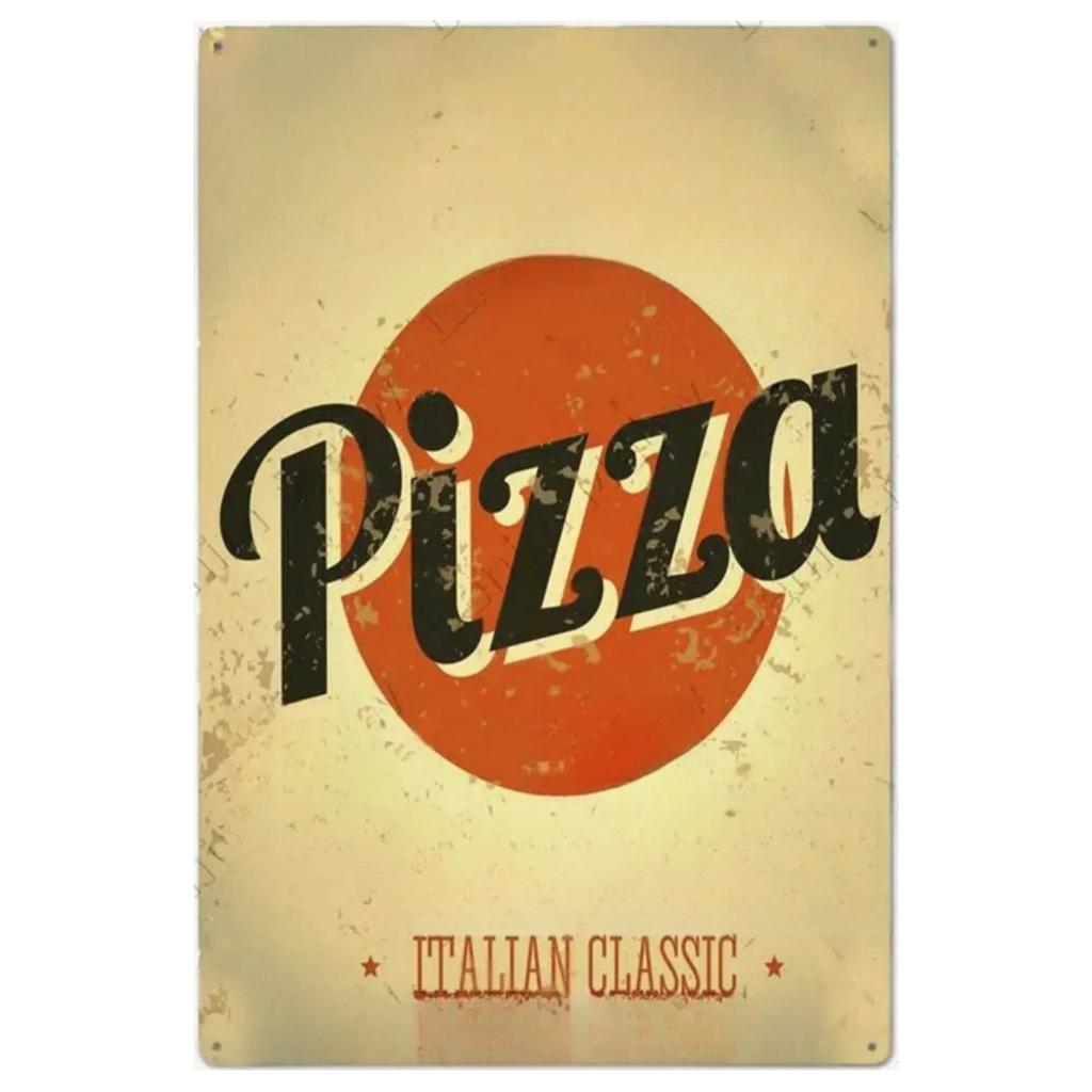 Vintage Pizza Zone Plaque Great Food Metal Sign Pub Bar Home Decoration Best Homemade Poster Italian Pizza Wall Art Plate