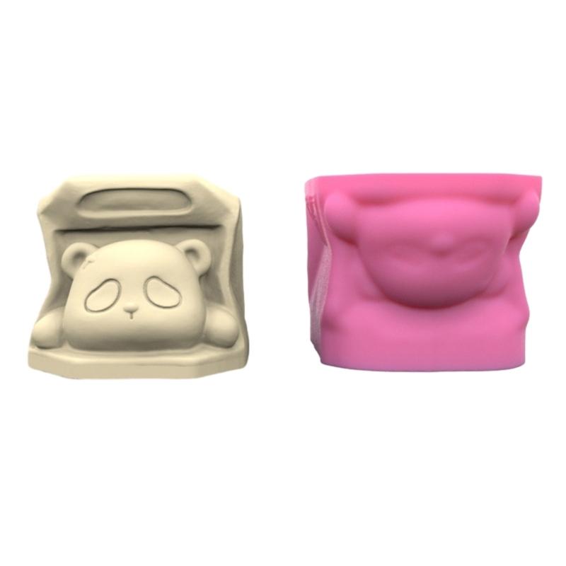 Cute Panda Head Shaped Planter Mold Flowerpots Molds Silicone Concrete Mould Hand-Making Supplies for Flowerpot Crafting